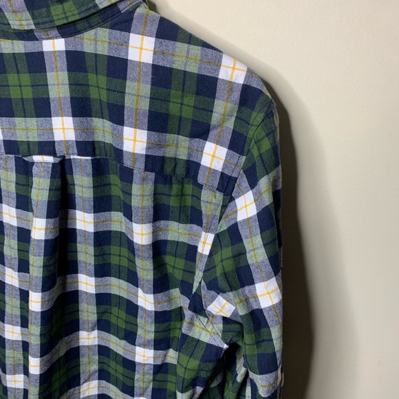 Saddlebred Flannel Button Down Shirt Green Yellow - Picture 9 of 12